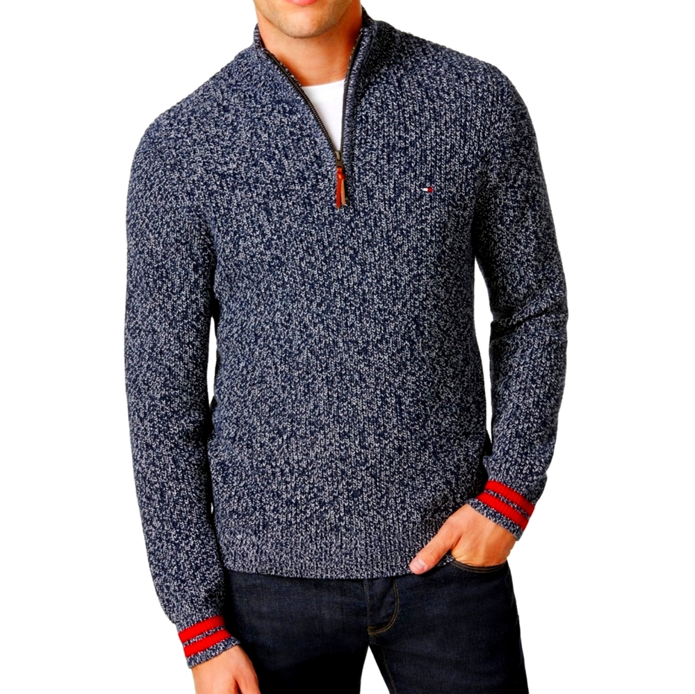 Tommy Hilfiger Blue 1/4 Zip Pullover Sweater XL